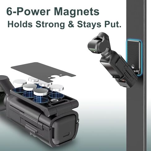 حامل مغناطيسي لـ DJI Osmo Pocket 3 ، وقبلة MATT CAR DJI مع 1/4 بوصة وحذاء بارد ، و OSMO Pocket 3 Accessories Adapter ، 180 ° مقبض مغناطيسي قابل للتعديل in Kuwait