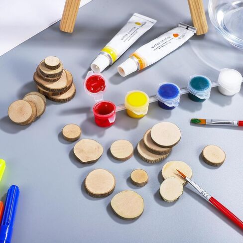 100pcs الدعامة الخشبية الدائرية ، الدعامة التصوير الإبداعي DIY ، شرائح خشبية صغيرة لحفل حفل الزفاف in Kuwait