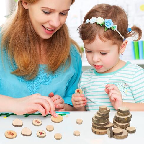 100pcs الدعامة الخشبية الدائرية ، الدعامة التصوير الإبداعي DIY ، شرائح خشبية صغيرة لحفل حفل الزفاف in Kuwait