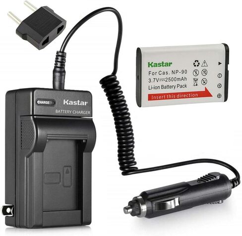 شاحن السفر Kastar لـ Casio NP-90 NP90 يعمل مع Casio Exilim Ex-H10 Ex-H15 Ex-H20G Ex-H20GBK Ex-H20GSR EX-FH100 EX-FH100BK Cameras in Saudi Arabia
