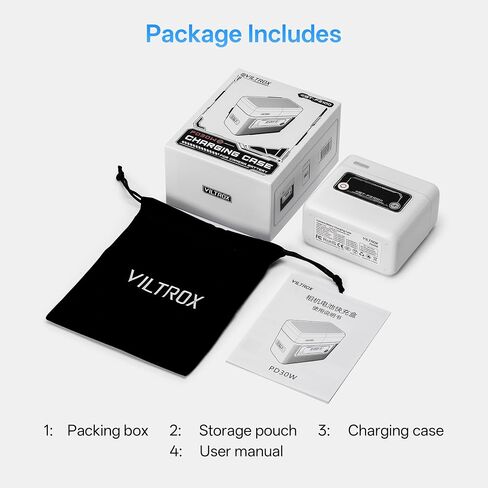 VILTROX BT-FZ100 Camera Battery Charger for Sony NP-FZ100/VILTROX TNP-FZ100 Camera Battery, 40.7Wh PD 3.0 30W Fast Dual Slot Baterry Charger Case with USB C Port, Smart Display, Magnetic Cover in Saudi Arabia