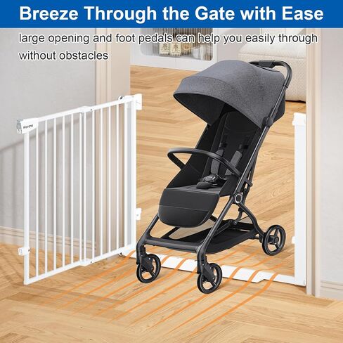 Walk Through Baby Gate for Doorways and Stairs,Large Opening,29-38" Adjustable Safety Gate with Door,Easy Install,Auto Close,Pressure Mount,No Drilling,30" Tall Dog Gate for Toddler Indoor（White） in Saudi Arabia