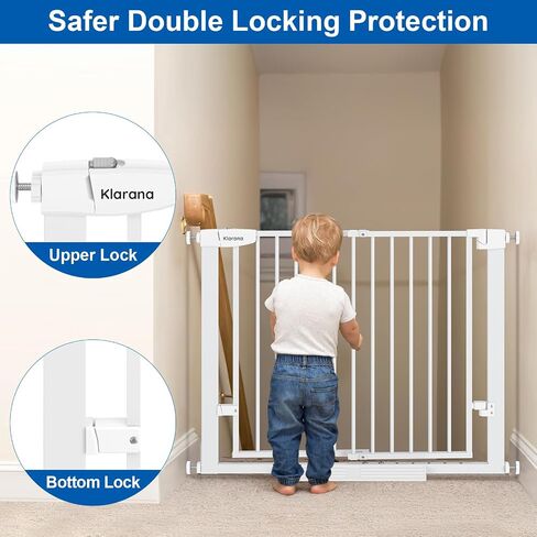 Walk Through Baby Gate for Doorways and Stairs,Large Opening,29-38" Adjustable Safety Gate with Door,Easy Install,Auto Close,Pressure Mount,No Drilling,30" Tall Dog Gate for Toddler Indoor（White） in Saudi Arabia