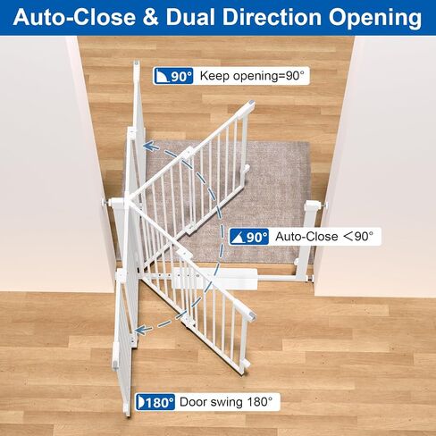 Walk Through Baby Gate for Doorways and Stairs,Large Opening,29-38" Adjustable Safety Gate with Door,Easy Install,Auto Close,Pressure Mount,No Drilling,30" Tall Dog Gate for Toddler Indoor（White） in Saudi Arabia