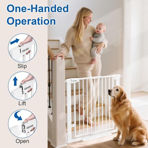 Walk Through Baby Gate for Doorways and Stairs,Large Opening,29-38" Adjustable Safety Gate with Door,Easy Install,Auto Close,Pressure Mount,No Drilling,30" Tall Dog Gate for Toddler Indoor（White） in Saudi Arabia