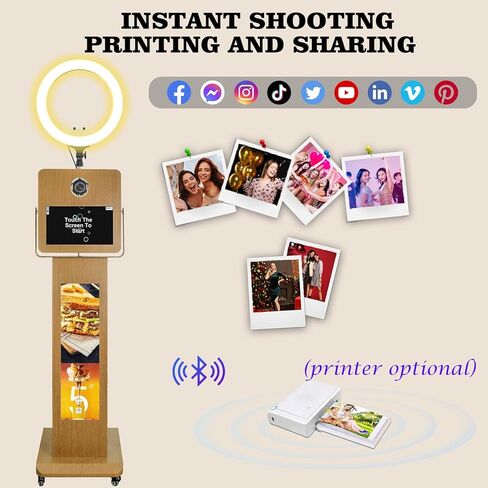 Magic Mirror Photo Booth ، مع كشك صور مرآة الشاشة 15.6 بوصة مع شاشة 29 بوصة شاشة LCD ، ومدمج I5 4200U 8G+256GB كمبيوتر MINI ، لمختلف أنشطة الحفلات. (براون ، آلة) in Kuwait