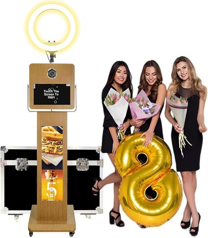 Magic Mirror Photo Booth ، مع كشك صور مرآة الشاشة 15.6 بوصة مع شاشة 29 بوصة شاشة LCD ، ومدمج I5 4200U 8G+256GB كمبيوتر MINI ، لمختلف أنشطة الحفلات. (براون ، آلة) in Kuwait