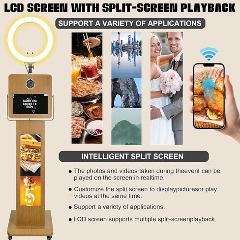 Magic Mirror Photo Booth ، مع كشك صور مرآة الشاشة 15.6 بوصة مع شاشة 29 بوصة شاشة LCD ، ومدمج I5 4200U 8G+256GB كمبيوتر MINI ، لمختلف أنشطة الحفلات. (براون ، آلة) in Kuwait