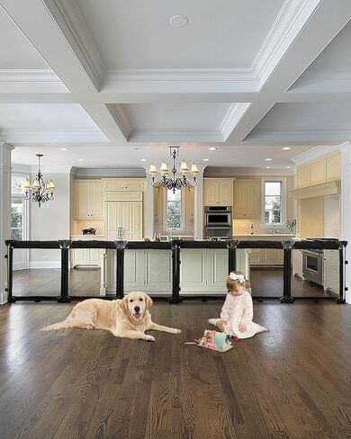 Dearlomum Extra Wide Baby Gate Playpen with Heat-Resistant Mesh,8 Panel Foldable Baby Fence,Indoor/Outdoor Safety Barrier,Dog Playpen & Fireplace Baby Gate,Grey in Kuwait