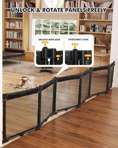 Dearlomum Extra Wide Baby Gate Playpen with Heat-Resistant Mesh,8 Panel Foldable Baby Fence,Indoor/Outdoor Safety Barrier,Dog Playpen & Fireplace Baby Gate,Grey in Kuwait