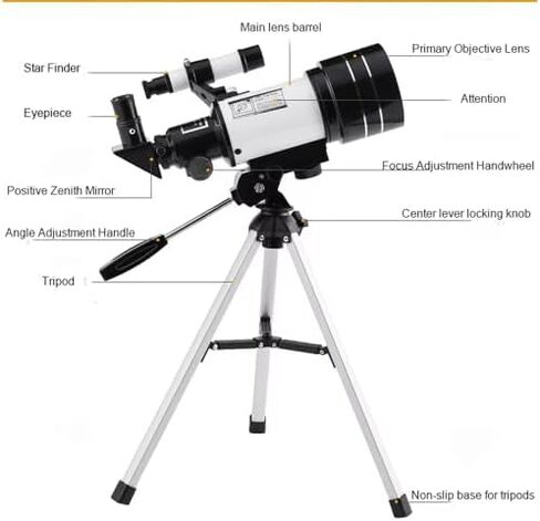 Telescope Astronomical Telescope, Adults 70mm Aperture Portable Astronomical Refractor Hd Telescopes Monocular,with Tripod,with Phone Mount and 90°Mirror, for Astronomy in Saudi Arabia