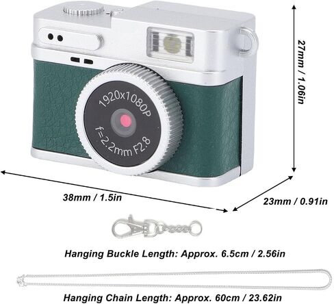 كاميرا Zopsc Small Keychain ، 1080 بكسل HD 2MP 0.96in شاشة ملونة ، 32 جيجابايت في الذاكرة ، 4 مرشحات وفلاش LED ، الكاميرا الرجعية الصغيرة للسفر (الأخضر) in Saudi Arabia