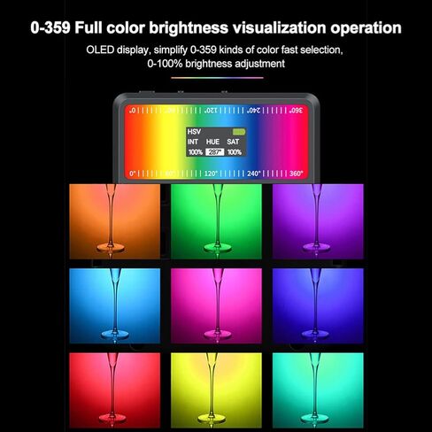 LED LED المحمول Yoidesu ، LAMD LAMD ، 24 ، بطارية قابلة لإعادة الشحن ، متوافقة مع مثبتات ، ترايبود ، للبث المباشر ، إنتاج الفيديو (RGB مع شاشة LCD) in Kuwait