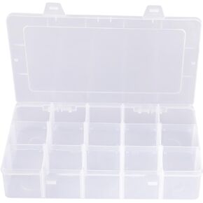 Tackle Box Organizer Plastic Organizer Box with Dividers Bead Organizer Box Container Clear Snackle Box Container Large 15 Grid Box Organizer