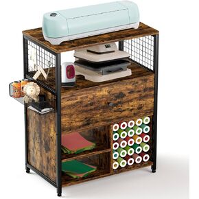 Craft Organization and Storage Cabinet Compatible with Cricut Machines, Crafting Cabinet with Drawer & 25 Vinyl Roll Holder, Craft Table Desk Cabinet Workstation for Craft Room Home in Kuwait