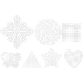 EXCEART Mesh Plastic Canvas Sheets Kit, 70pcs Butterfly Triangle Star Heart Square Round Shape Plastic Mesh Canvas Sheets 3D Embroidery Cross Stitch Mesh Pieces Needlepoint Blank Canvas