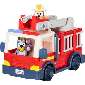 BLUEY Firetruck | Firetruck, Exclusive Firefighter Bingo and Bob Bilby Figures | Raise The Ladder, Spin It Around and Roll Out The Hose | Includes Sticker Sheet