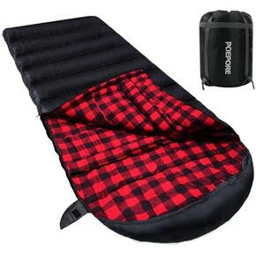 0 Degree Sleeping Bag 100% Cotton Flannel XXL Cold Weather Winter Oversized Sleeping Bag for Adults Camping Zero Degree Big and Tall with Compression Sack in Kuwait