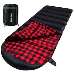 0 Degree Sleeping Bag 100% Cotton Flannel XXL Cold Weather Winter Oversized Sleeping Bag for Adults Camping Zero Degree Big and Tall with Compression Sack