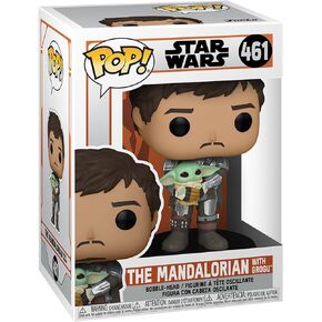 POP Funko Star Wars: The Mandalorian - Mandalorian (Din Djarrin) Holding The Child (Grogu), Multicolor (54525)