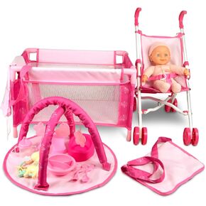 Anivia Baby Doll Stroller Stroller Toy Collection Doll Stroller Baby Doll Accessories for Toddlers 1-3Heart Design Gifts for Toddlers and Girls Toy Stroller
