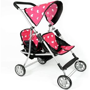 Double Doll Stroller for Baby Dolls Twin Dolls | Toy Doll Stroller for Toddlers, 4 Year Old, 5 Year Old Girls, 8 Year Old | 25" Tandem Play Toy Stroller for Baby Dolls, Floral Baby Stroller for Dolls