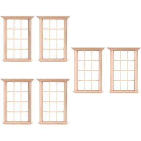 DOITOOL 6PCS Dollhouse Windows, 1: 12 Scale Miniature Dollhouse Furniture Window Frame, 12- pane Window Frame Model for Dolls Houses Decoration ( 4.52X3.26X0.79inch )