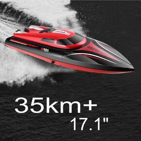 SOWOFA 17.1" Remote Control Racing Boat Watercraft High Speed 30KM/H Huge Large Motor Servo Speedboat with Automatically for Boys Adults H101