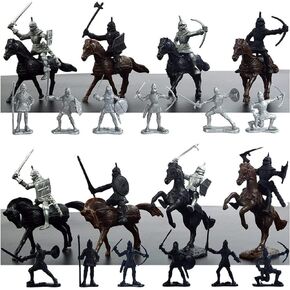 Army Toys, Army Men Toys for Boys,Medieval Knight Military Toys 28 Pieces of Warrior Horse Toy Soldier Models Are Suitable for Learning Historical Warfare, Role-playing And Giving Creative Gifts