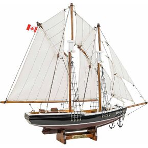 SAILINGSTORY Wooden Sailboat Model Ship Bluenose 1/85 Scale Replica Schooner Sailboat Decor Medium