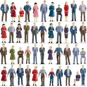 Juexica 80 Pcs Mini People Figurines 1:50 Scale Model Trains Architectural Painted People Figures Tiny Plastic Miniature Figurines Sand Tray Miniatures Sitting Standing Toy Model for Miniature Scenes