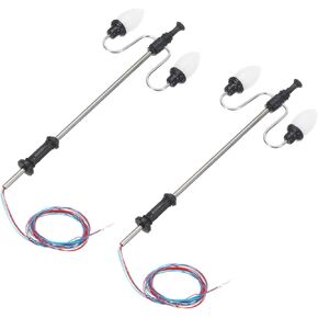 MECCANIXITY Model Railway Train Lamp Post 2.7" White 1:100 Scale LEDs New 3V for Creative DIY Project Traffic System Model Double Headed Copper Lamp, Pack of 2
