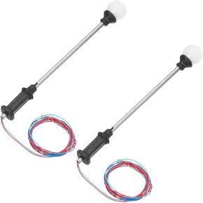 MECCANIXITY Model Railway Train Lamp Post 2.2" White 1:100 Scale LEDs New 3V for Creative DIY Project Traffic System Model Single Head Copper Lamp, Pack of 2