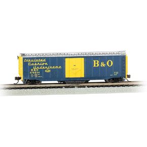 Bachmann Trains - 50' Plug Door Track Cleaning Box Car - B&O® (Blue & Yellow) - N Scale (16368)
