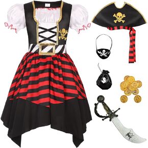 Girls Pirate Costume Kids Halloween Party Dress Up