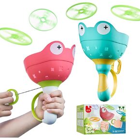 2-Pack Flying Disc Launcher Toy for Kids - Fun Outdoor Toys with 12 Discs, Backyard & Spring Outdoor Games, Fun & Safe Yard Toys for Children's Active Play