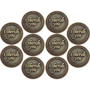 Romantic Love Expression Antique Gold Plated Pocket Coin for Date Night, I Love You, Grow Old Along with Me, The Best is Yet to Be, Love Gift for Men & Women, from Him or Her