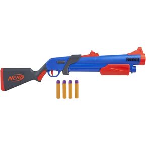 NERF Fortnite Pump SG Blaster - مضخة رمي السهام الضخمة - تحميل المقعد - 4 سهام ضخمة رسمية - للشباب والمراهقين والبالغين، أزرق، 2.76 × 32.87 × 10.39 بوصة