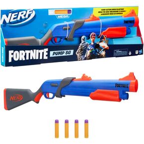 NERF Fortnite Pump SG Blaster - Pump Action Mega Dart Blasting - Breech Load - 4 Official Mega Darts - for Youth, Teens, Adults, Blue,2.76 x 32.87 x 10.39 inches