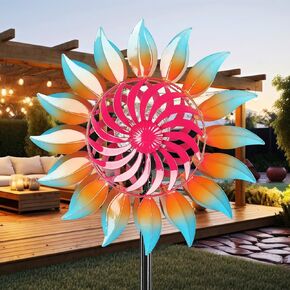 Solar Wind Spinner-Wind Spinners for Yard and Garden Metal Yard Art Kinetic Wind Spinner 75 in with Solar Powered Glass Ball for Yard Garden Backyard Lawn Decorations in Kuwait