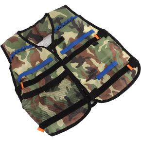 Outdoor Kids Vest Toy Kids Toy Clip Vest Oxford Cloth Clip Storage Waistcoat for Water Gel Shooting Game Camouflage Green