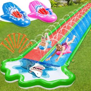 الانزلاق والانزلاق في الحديقة المائية الشرائح - نفخ الشرائح الانزلاق الثقيلة مع 2 Bodyboard، 20x6ft 10 رطل، في الحديقة المائية لعبة المياه الصيف مع الرش للأطفال الفناء الخلفي ساحة اللعب في الهواء الطلق الصيف الطرف