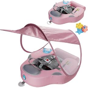 Baby Swim Float with UV Protection Sunshade Infant Pool Float Add Tail for 3-24 Months