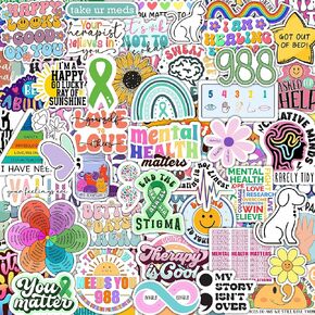 150 PCS Mental Health Matters Stickers Pack for Journals, Laptops, Water Bottles, Therapist Office Decor, Counselor Office Must Haves, Positive Quote Decals for Mental Health Awareness (150)