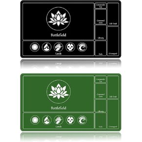 Playmat with Zones for MTG Card Game Playing, 24"x14" Commander Deck Gaming Desk Duel Mat for Beginner, Forest Fox