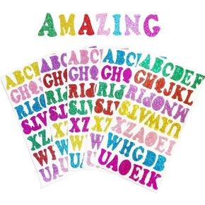 5 Sheets 210PCS Colorful Glittery Foam Self Adhesive Letters Stickers,Foam Letter Stickers Alphabet for Kid's Arts Craft Supplies Greeting Cards Scrap Books Home Decoration