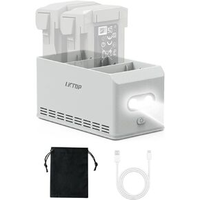 شاحن بطارية لبطاريات DJI Mini 3 Pro/Mini 4 Pro بدون طيار RC RC-N1 RC-N2 وحدة التحكم عن بعد، محور شحن سريع ثنائي الاتجاه Mini 4 Pro/Mini 3 Pro مع 5 مستويات من ضوء LED ووضع الطوارئ SOS in Kuwait