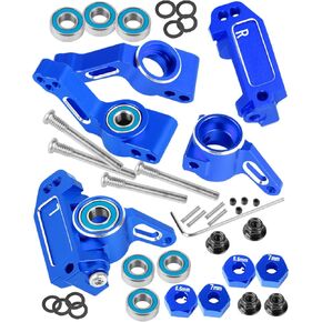RC Upgrades Part for 1/10 Slash Rustler Stampede Bandit 2WD VXL,Aluminum Front Steering Block,Rear Stub Axle Carriers,Left Right Caster Blocks,Replacement of #3736#3752#3632,Navy Blue