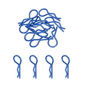MECCANIXITY 10pcs 30-Degree Angle RC Body Clips Bent Springy R Pins 25x1.4x10mm for All 1/8 1/10 Scale Model RC Car Crawler Truck Shell Replacement Parts(Blue)