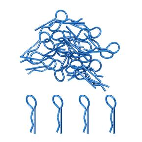 MECCANIXITY 20pcs 30-Degree Angle RC Body Clips Bent Springy R Pins 20x1x6mm for All 1/8 1/10 Scale Model RC Car Crawler Truck Shell Replacement Parts(Blue)